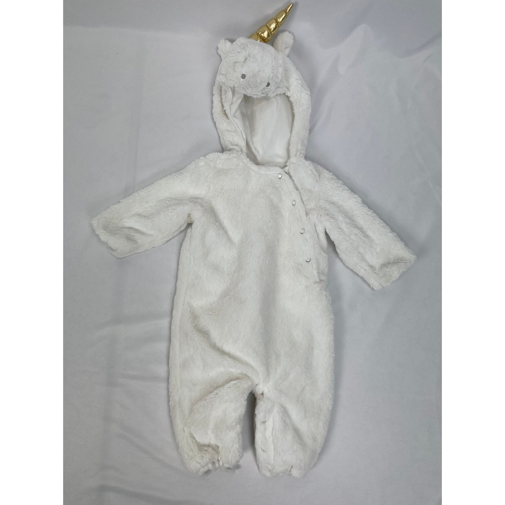 Pottery Barn Kids Baby 6-12 Months Unicorn Plush One Piece Gold Horn White